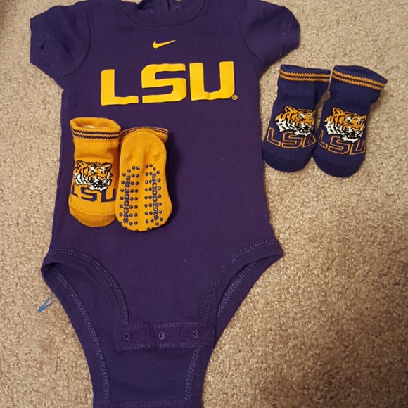 LSU Onesie & bootie socks