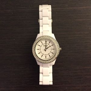 White Fossil Watch