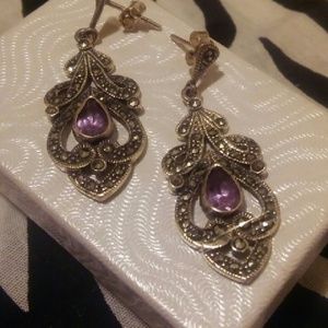 Marcasite and Amethyst Earrings