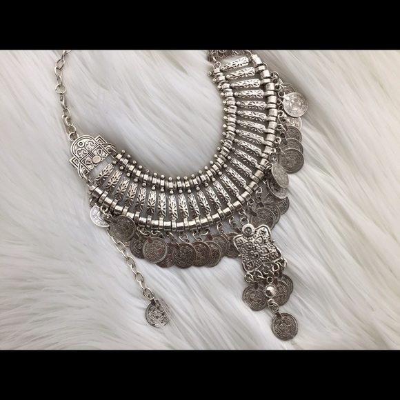 Boho silver coin necklace - Picture 2 of 4