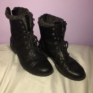 Black combat boots