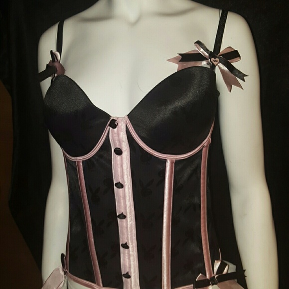 💋 $ALE!! 💋Pnk & Blck Playboy Eyelet Corset,