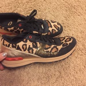 Sam Edelmam animal print blinged out sneakers