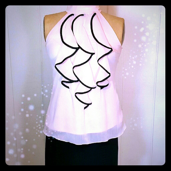 Pink Chiffon Ruffle Top