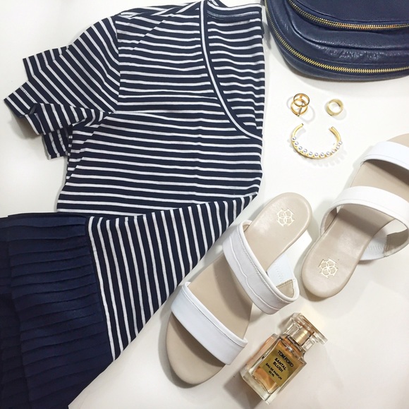 J. Crew Tops - J. Crew Striped Pleated Hem Tee
