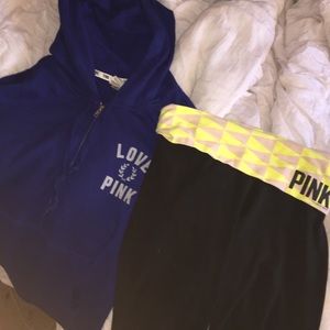 VS pink sweatshirt and leggings