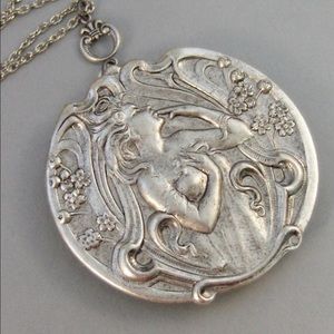 Antique silver Freya locket necklace.