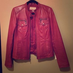 Michael Kors red leather jacket