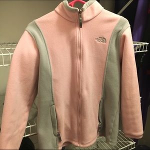 The North Face soft pink zip up fleece jacket