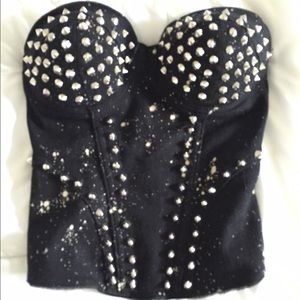 Tripp NYC Bleached and Studded Corset