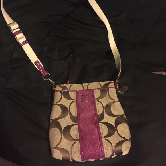 Brown and purple Coach crossbody