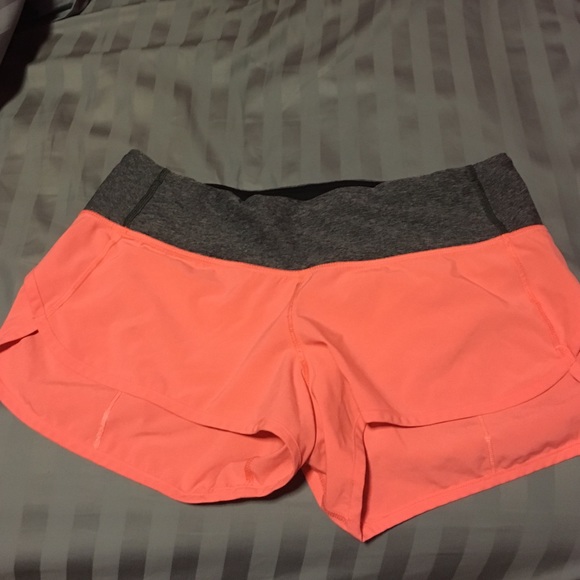 Coral Lululemon Speed Shorts