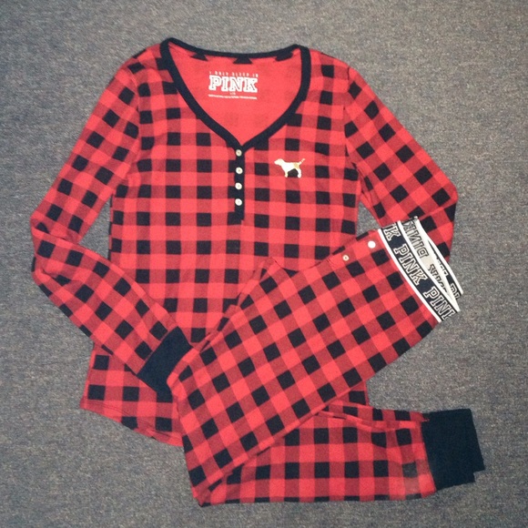 BEING HELD! PINK Red & Black Flannel Pattern Pj's!