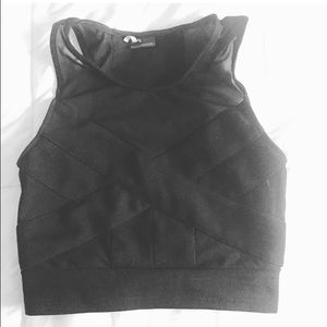 UO Sparkle and Fade Black Mesh Crop Top