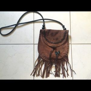 Lucky Brand Suede Leather Fringe Hippie Crossbody
