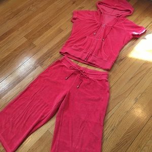 Top and bottom terry cloth Capri pants/jacket