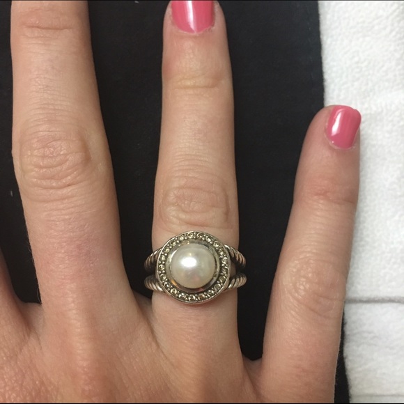 David yurman pearl & diamond ring Sz 5