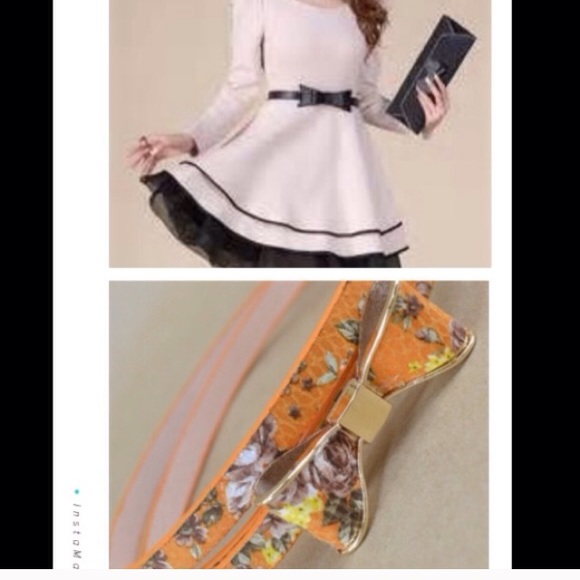 Accessories - 🔴 CLEARANCE! Tangerine flower gold bow belt