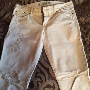 Abercrombie and Fitch White Distressed SkinnyJean