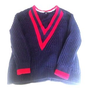 Striped V-Neck Knit Sweater