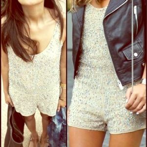 Like new! Zara champagne beaded romper - Size S.