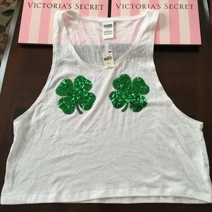 NWT PINK SMALL ST. PATRICKS CROP TOP