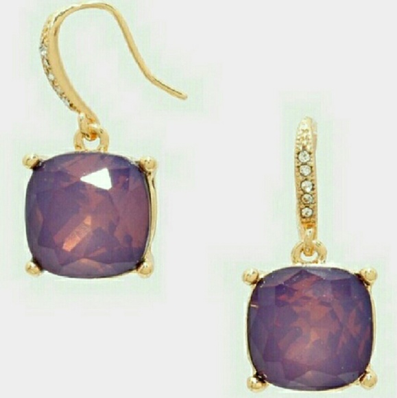 18kt Gemstone Amethyst Opal Style Drop Earrings - Picture 2 of 3