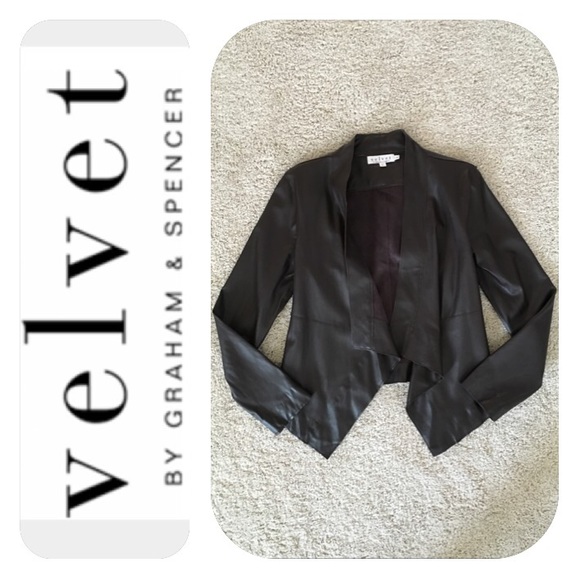 Velvet Jackets & Blazers - Velvet faux leather shawl collar jacket!