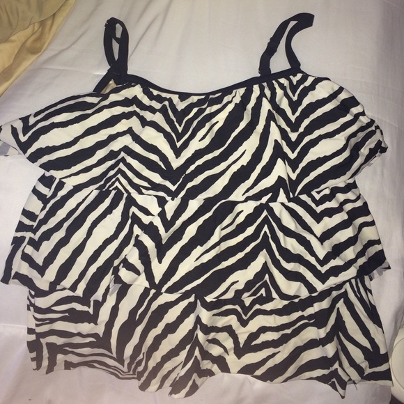 Zebra Ruffled Bathing Suit Top