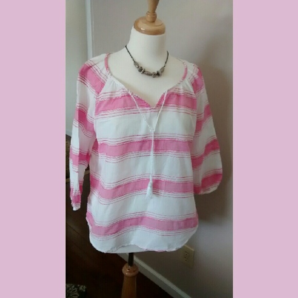 Pink and White Blouse