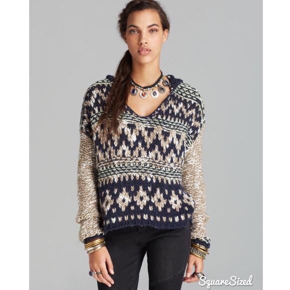Free People Sweaters Multicolor Hooded Fair Isle Hoodie Poshmark
