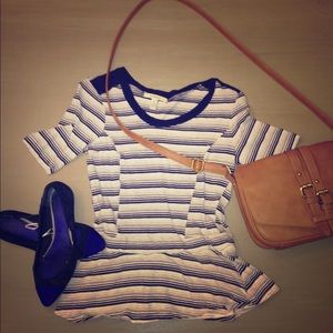 Small striped peplum top from UO