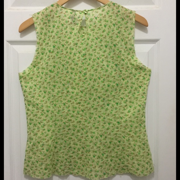 CLOSING❗️H&M Green Floral Cotton Sleeveless Top - Picture 2 of 4