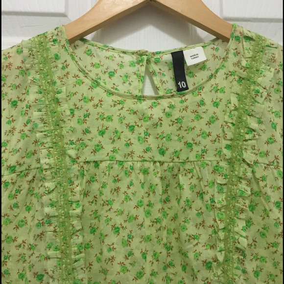 CLOSING❗️H&M Green Floral Cotton Sleeveless Top - Picture 3 of 4