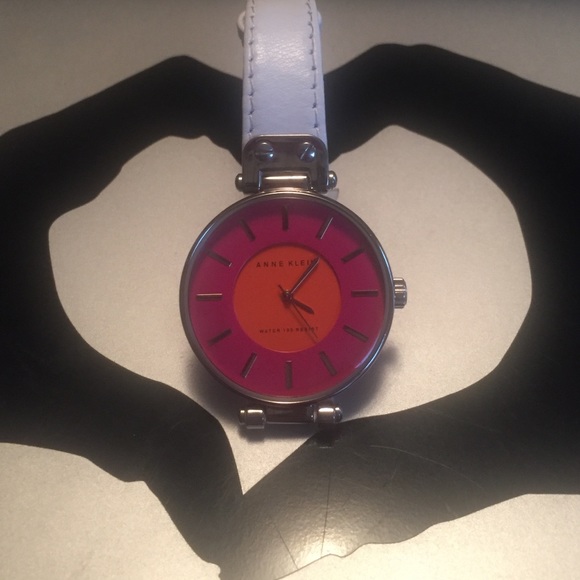 ANNE KLEIN water resistant watch. Genuine leather