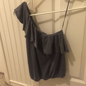 One shoulder fringe top