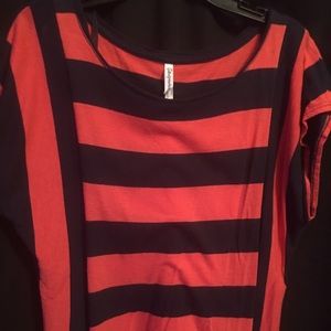 Navy and orange striped Aero shirt