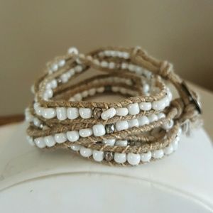 Bracelet - Stone and Burlap Wrap