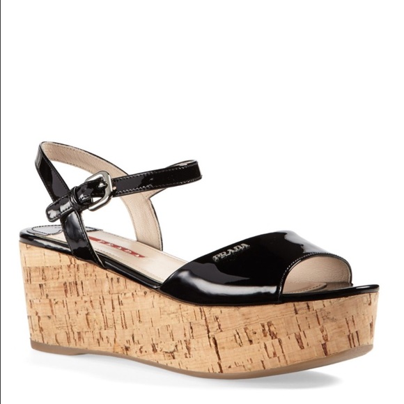 Prada Quarter Strap Wedge Platform Sandal