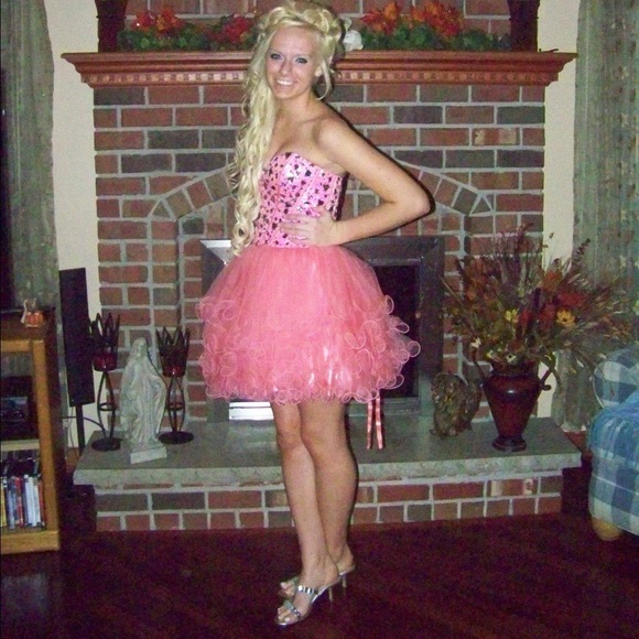 Tangerine party homecoming dress - Picture 3 of 4