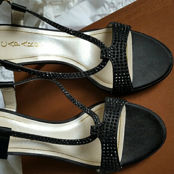 Black Jeweled Sling Back Pumps