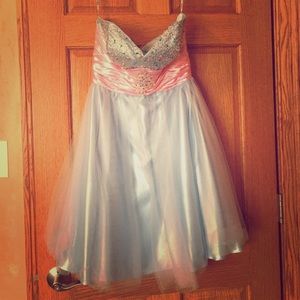 Blue and pink short homecoming or prom dress