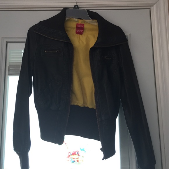 Brown Leather Bomber Jacket