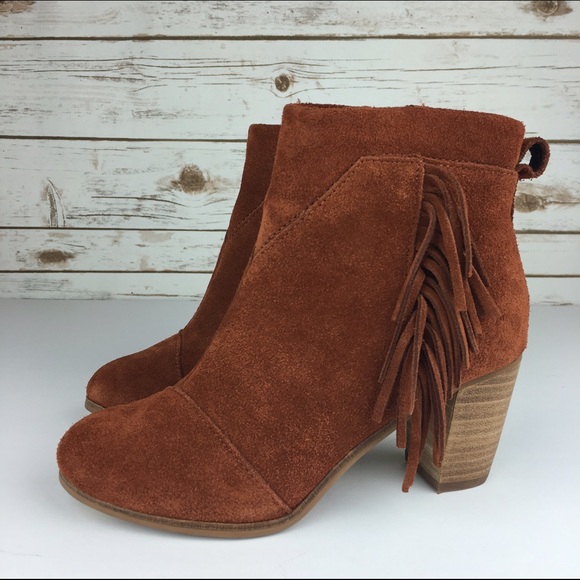 TOMS Shoes - [TOMS] Lunata Fringe Suede Booties Cognac Boho Fun