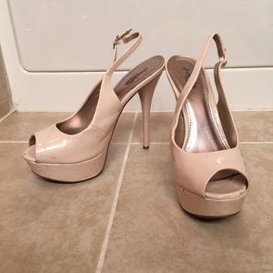 Nude sling back heels