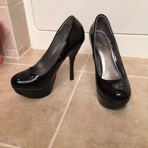 Black patent leather heels