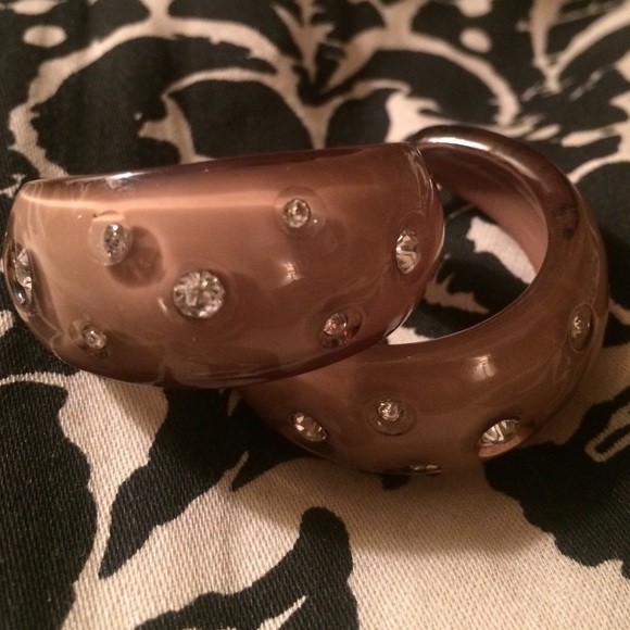 Taupe & Crystal Hoop Earrings - Picture 4 of 4