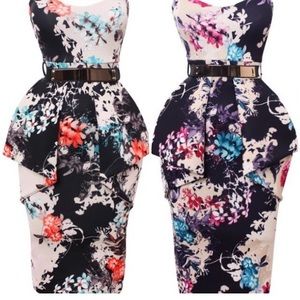 Peplum Floral Dress- Purple One