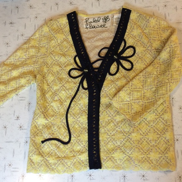Anthropologie Fielel Flower 3/4 sleeve cardigan