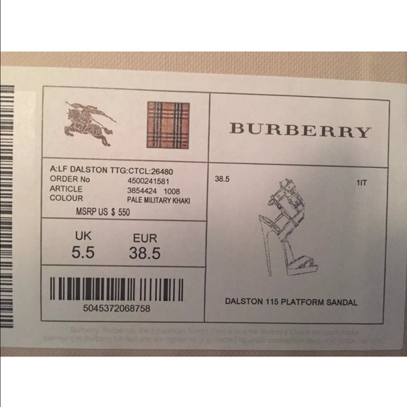 Burberry Dalston Canvas & Leather Platform Sandals - Picture 3 of 4